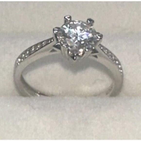 GRA Moissanite Solitaire Ring 1.0ct Sterling Silver 925 - Picture 2 of 9